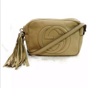 Tan beige Gucci Soho Logo Bag
